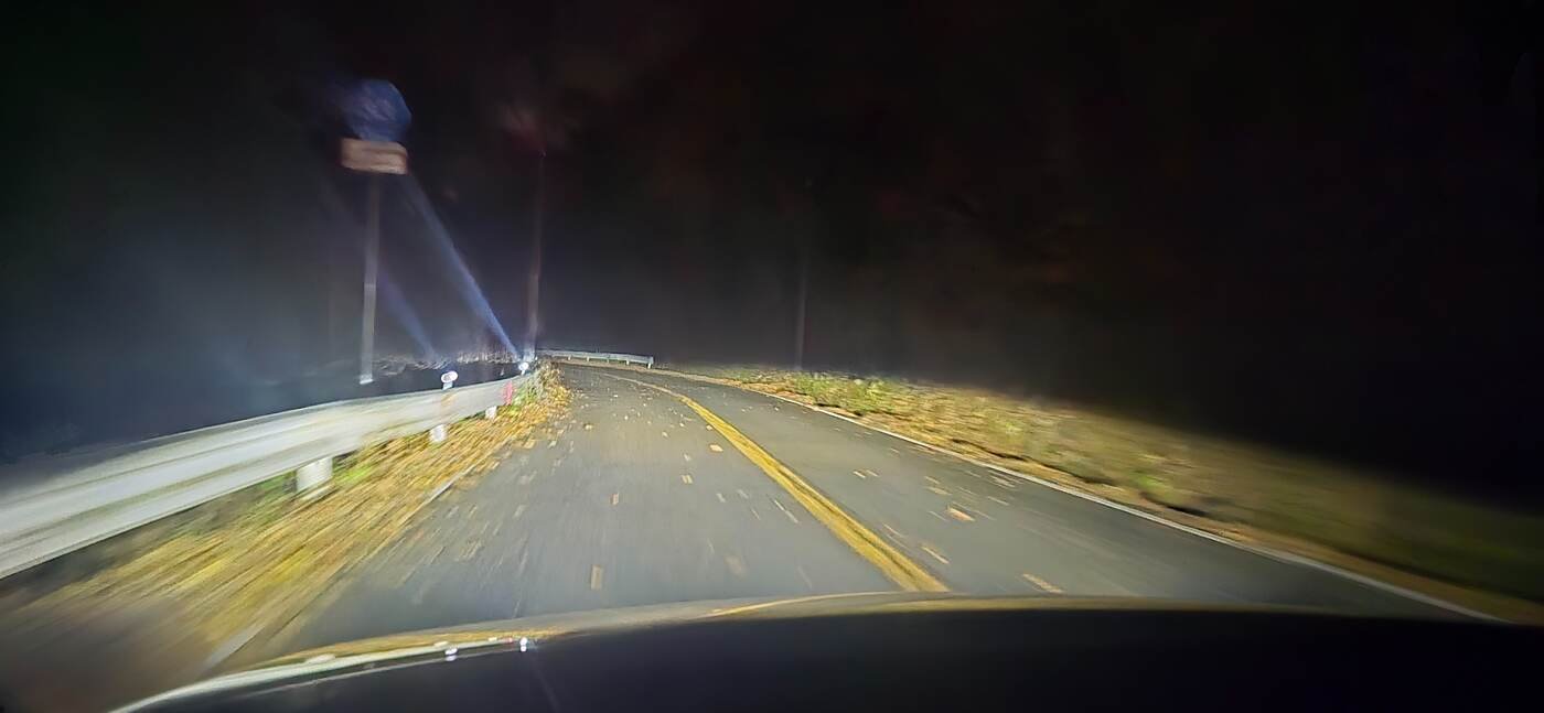 Driving road at Mt Haruna at night
